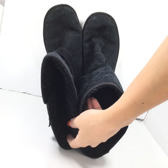 Sonoma Women's Leather Quilted Tall Boots Buckle Detail Black Size 10 - Picture 6 of 10